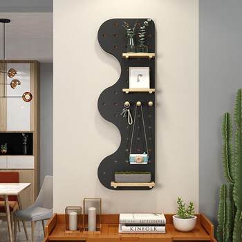 Hole board wooden wall storage rack quality wall hanging book wall rack partition see details solid board storage rack hanging board wall rack