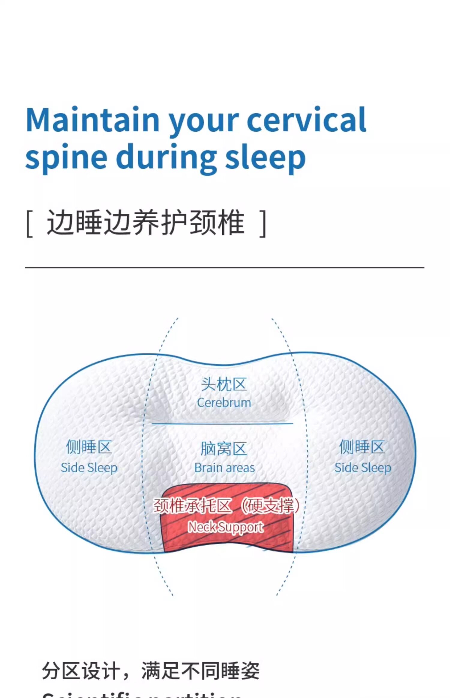 Подушка 法国ivlisa助睡眠护颈椎睡觉专用颈椎枕非修覆防落枕分区侧睡枕头