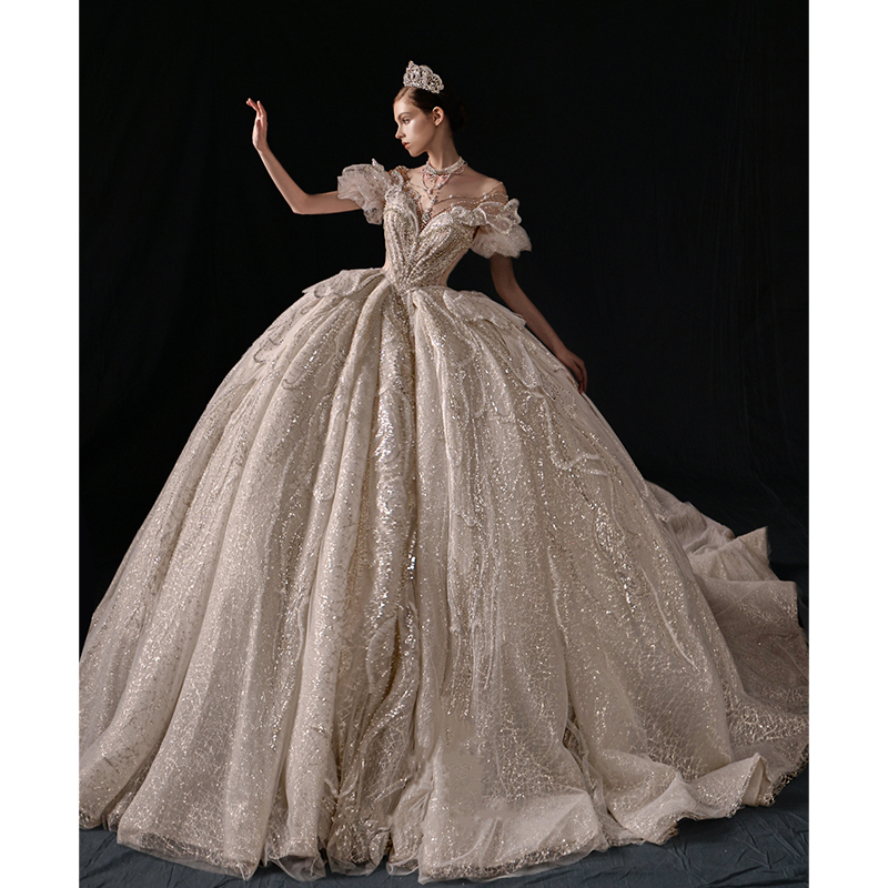 Elite white advanced wedding dress for princess for bride, french style, open shoulders, 2023 collection, high-end Elite white advanced wedding dress for princess for bride, french style, open shoulders, 2023 collection, high-end