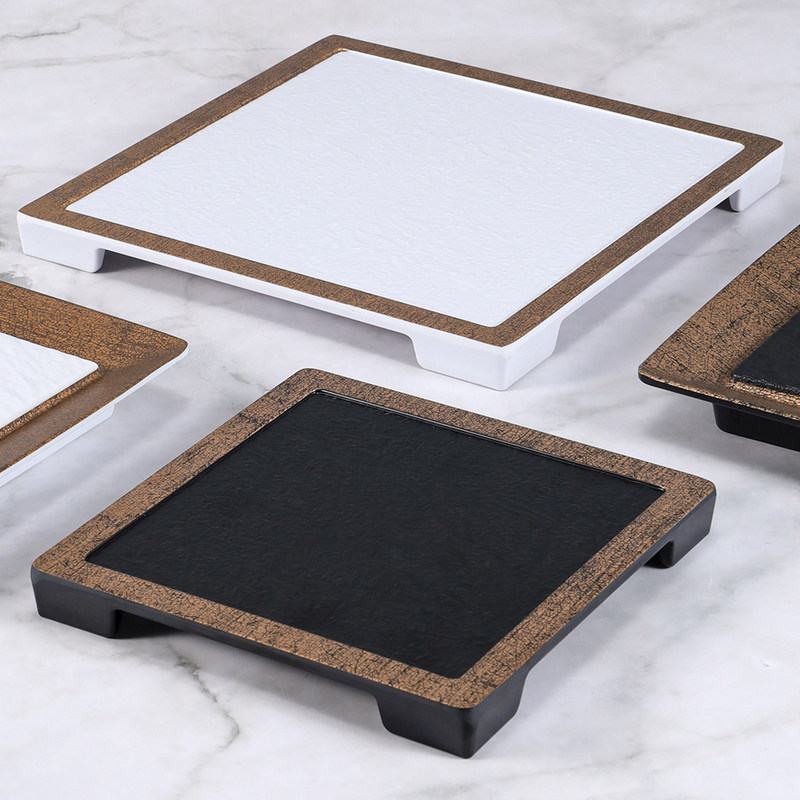 Melamine Square Plate Creative Hot Pot Restaurant Barbecue Serving Plate Flat Plate for Commercial Use Beef Roll Tray