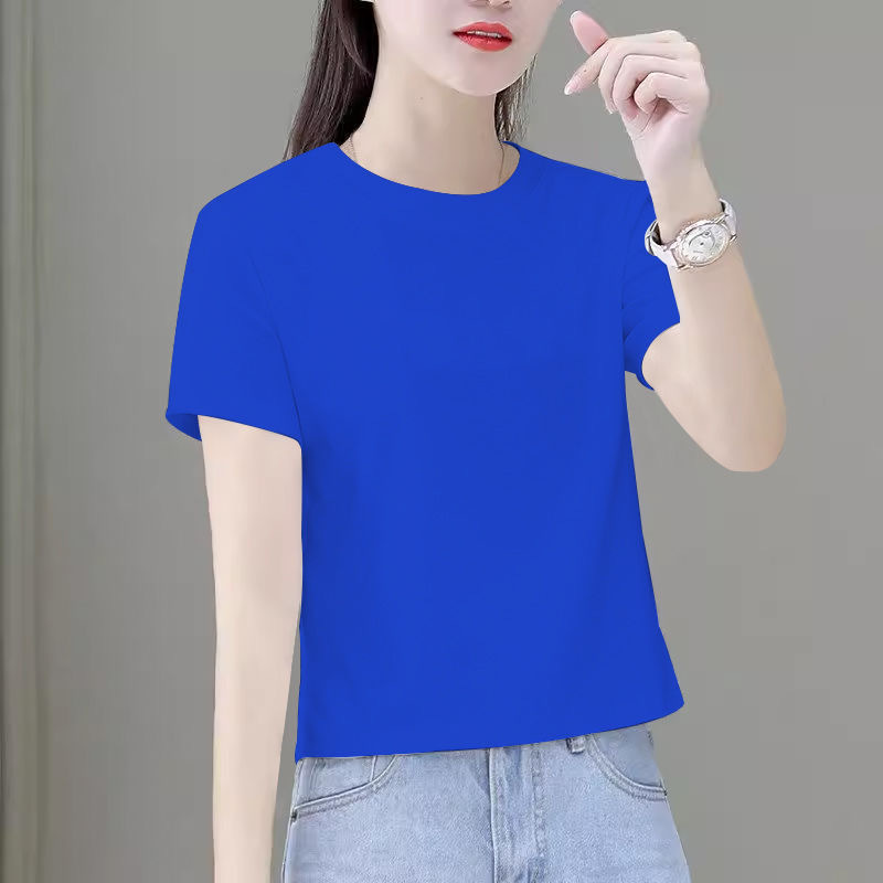 Short-Sleeved T-Shirt for Women, 2026 Summer Klein Blue Half-Sleeve Summer Short Style, Age-Reducing, Petite, Pure Cotton Top for Women