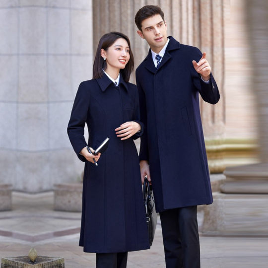 High-End Professional Woolen Coat Workwear for Men and Women in Autumn and Winter, Hotel Administrative Front Desk Reception Cashmere Woolen Coat Work Uniform