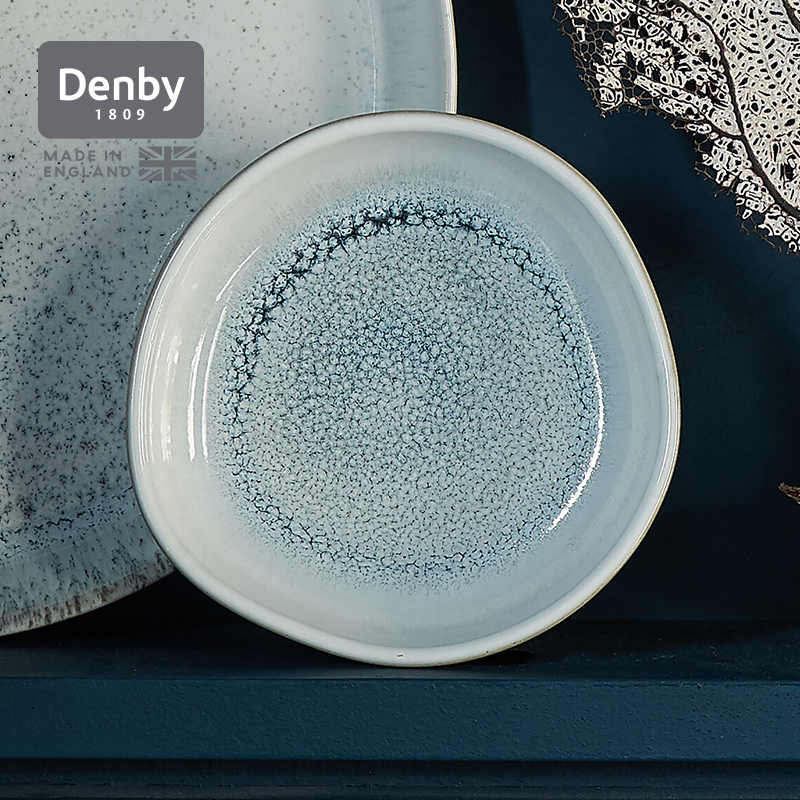 Denby Danbi British Imported Kiln Blue Ceramic Plate Dish Plate Home Western Special-Shaped Creative Dinner Plate