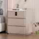 All-Solid Wood Bedside Table for Bedroom, Home Use, Storage Cabinet, Italian Minimalist Style, Slate Leather Chest of Drawers, No Assembly Required