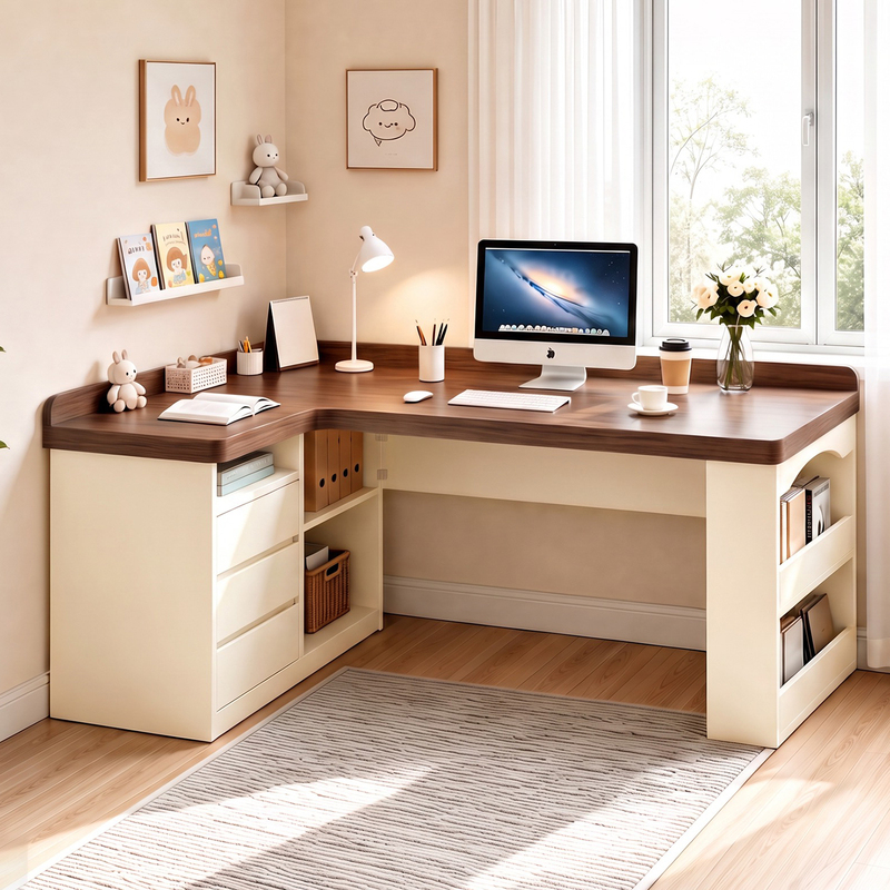 L-Shaped Corner Table for Home Use, Integrated Corner Desk Stand for Small Apartments, Student Writing and Study Desk, Desktop Computer Desk
