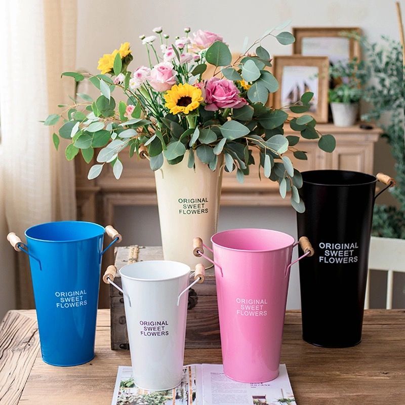 Nordic Tinned vase Home Woke Flowers Barrel Decoration Flower Shop Flowers Buckets Full of Star Dry Flowers Flower Flower Dinner