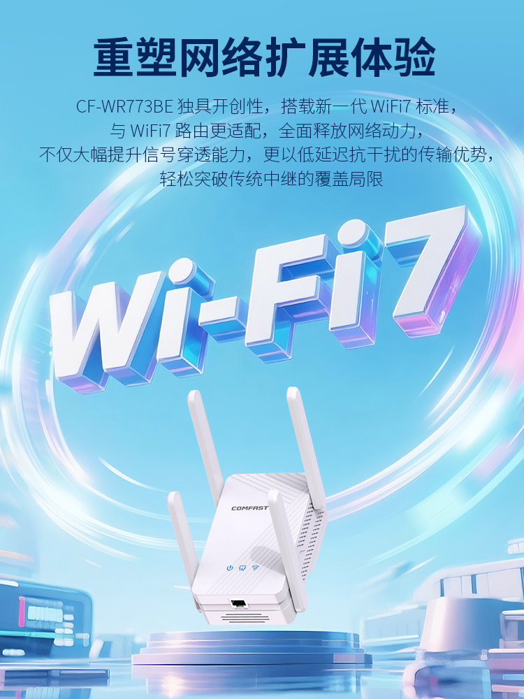 [ Suda]Comfast Wifi7 Amplifier Wireless Signal Booster Wifi Signal Repeater Receiver Extender Wall-Penetrating Home Router Network Wireless Bridge Cf-Wr773Be