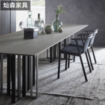 Italian rock board dining table and chair combination rectangular modern simple household small apartment light luxury marble 8-person dining table