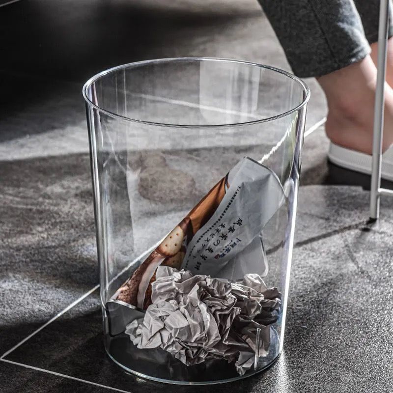 Transparent trash can large-capacity Nordic storage bucket without cover creative living room kitchen bedroom simple light luxury waste paper basket