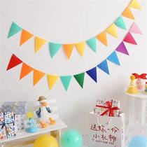 Triangle flag birthday pull flag felt cartoon colorful flag pull flag adult childrens party kindergarten classroom decoration arrangement