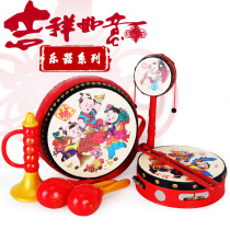 Baby toys 3-6-9 months Chinese style rattle for boys and girls 0-1 years old hand-cranked tambourine childrens hand drum