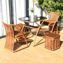 Balcony small table and chair three-piece combination tea drinking leisure rattan chair garden outdoor waterproof rattan terrace outdoor furniture