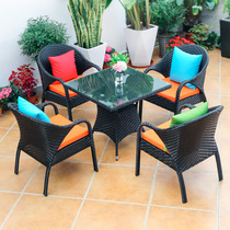 Outdoor tables and chairs courtyard terrace balcony leisure outdoor Internet celebrity set open-air garden Teng chair home high-back villa