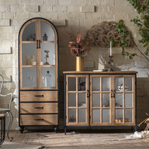 American retro sideboard solid wood antique porch cabinet B&B living room wine cabinet home wall storage cabinet vertical cabinet