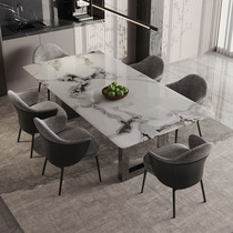 Italian minimalist marble dining table size apartment light luxury simple high-end rectangular stainless steel super crystal dining table