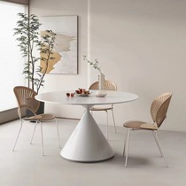 Simple modern round dining table cream style small waist table high-end pure white round table small apartment home dining table