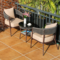 Balcony tables and chairs casual Internet celebrity rattan chair three-piece set creative modern simple tea table backrest European tea table combination