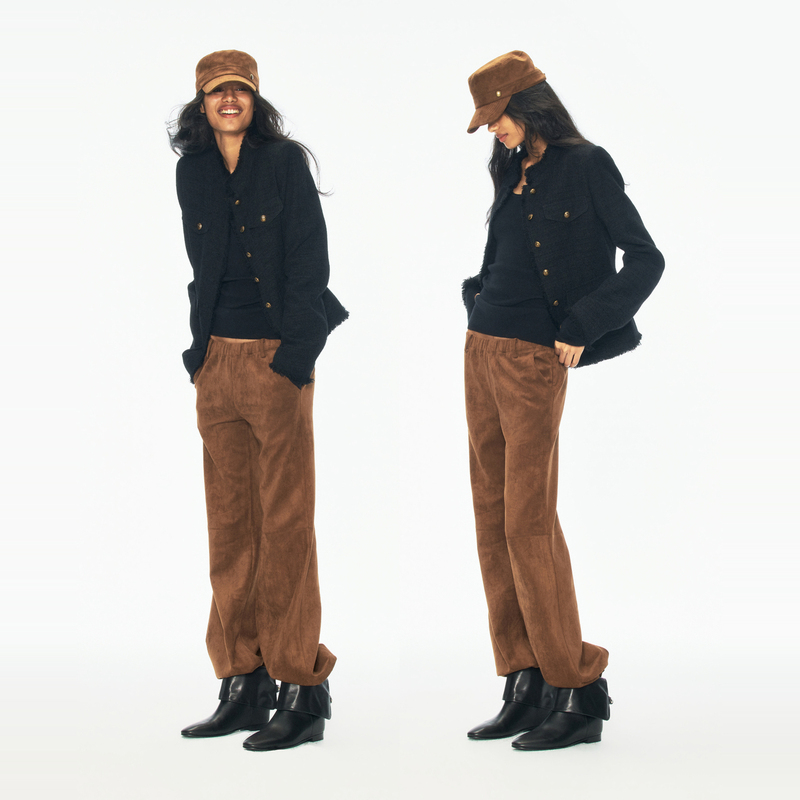 Rarely Alike Wool-Blend Tweed Small Stand-Up Collar Waist-Cinching Equestrian Jacket Black Rarely Alike Wool-Blend Tweed Small Stand-Up Collar Waist-Cinching Equestrian Jacket Black