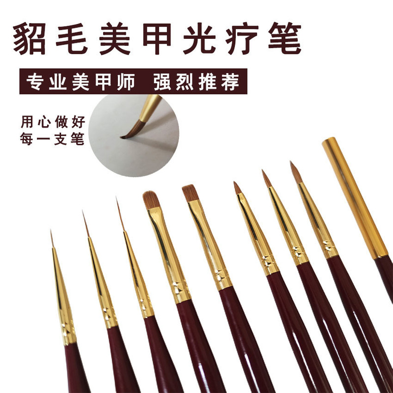 Mink Hair High-End Nail Art Pen, Phototherapy Line Drawing Pen, Painting Pen, Blending Pen, Multi-Functional Brush Set, Dedicated for Nail Salons
