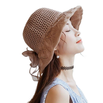 Summer Korean style all-match sun protection hat thin breathable sunshade hollow straw hat large brim foldable portable sun hat