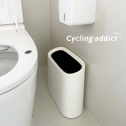 Cream Style Bathroom Trash Can Narrow Gap Large Capacity Toilet Paper Basket Special Household 25 New High-End Sense