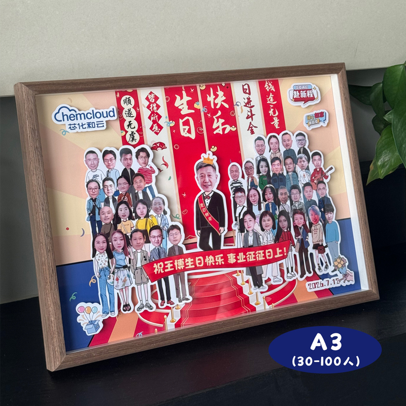 Creative 3D Photo Frame for Leaders, Suitable for Company Group Photos of up to 100 People, Commemorative for Retirement, with a Sense of Ceremony