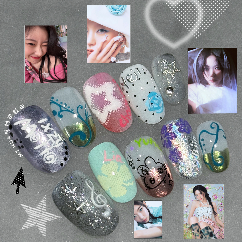 Original Itzy Nail Art New Album Motto Concept Nail Art Yeo Ji-Hyung Shin Soo-Jin Concert Support K-Pop Nail Art
