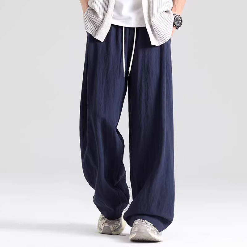 Kuraishi Kazuki Trendy Brand Tencel Linen Thin Pants Men's Summer Straight Pants Loose Casual Wide-Leg Pants Long Pants