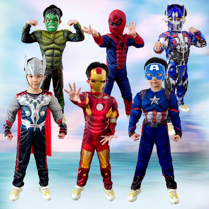 Halloween Costume Children Iron Man Captain America Muscle Costume Thor Superman Optimus Prime Hulk Clothes