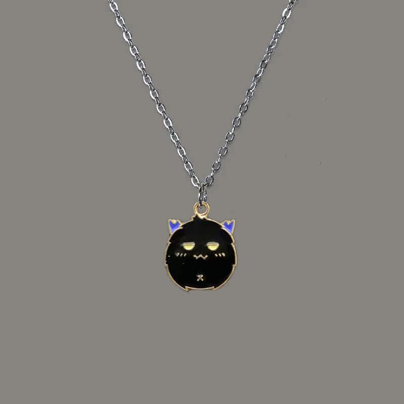 Necklace light luxury niche Halloween little devil funny pendant men and women cute thick cotton T chain little ghost alloy accessories chain