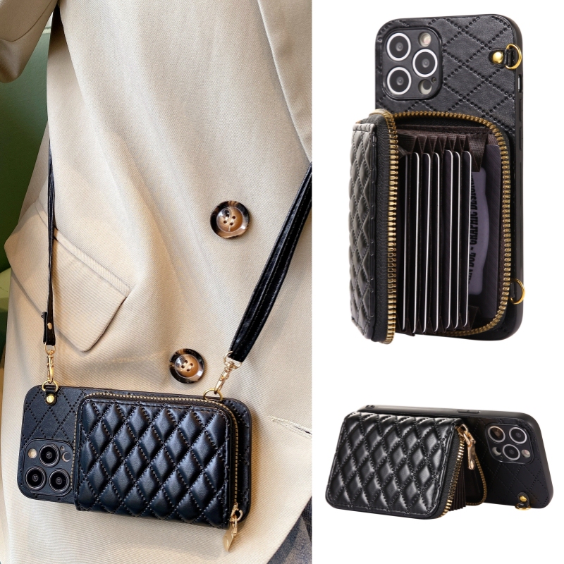 Chanel-Style Coin Purse for Apple 17 Pro Max, Card Holder for 16, Phone Case for 15, Suitable for 14, iPhone 13 Crossbody, 12 Shoulder, 11 Full Cover, Shockproof for 7, High-End Luxury Plus, New Mini Model for 6, Women