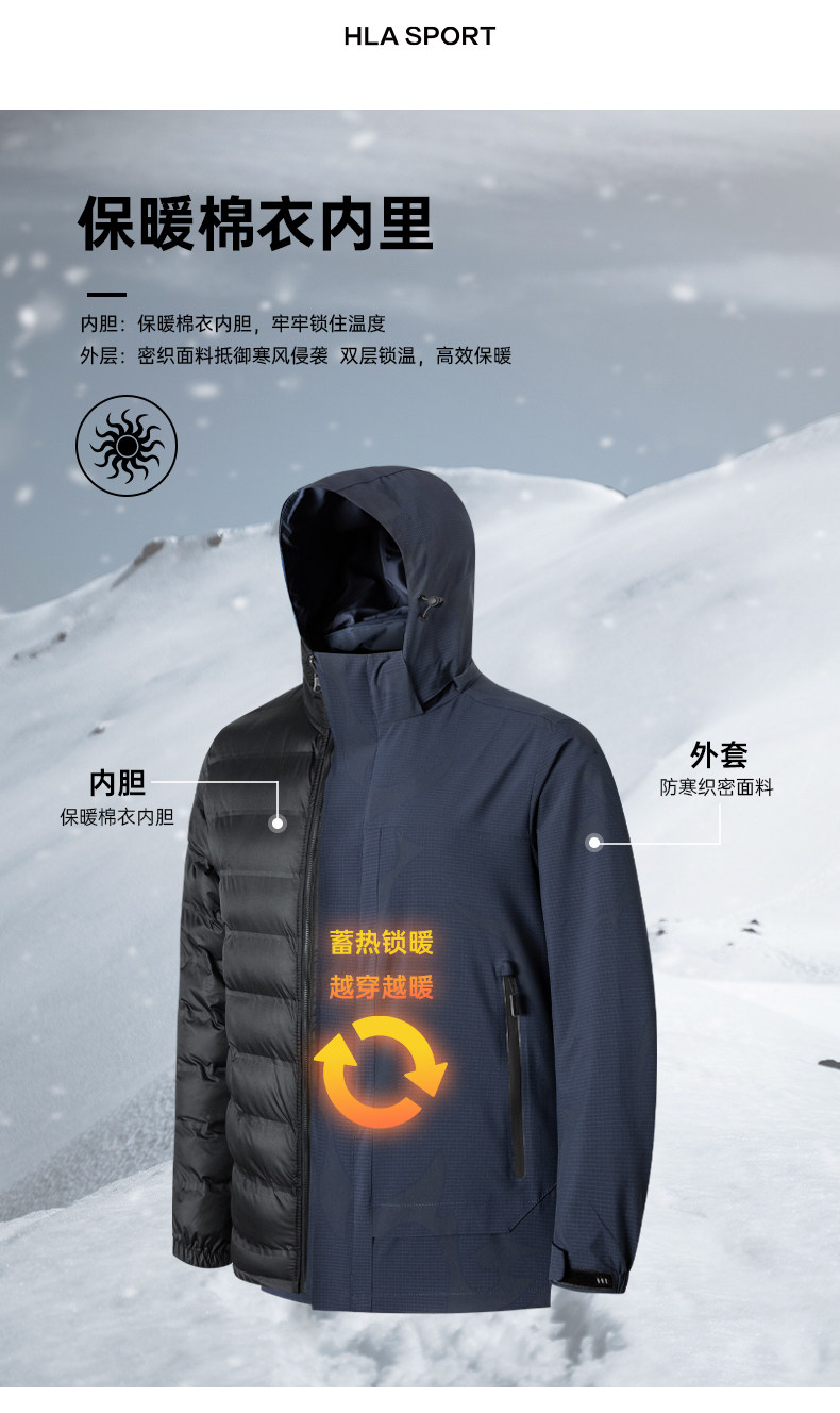 海澜之家 21秋冬新款 男 棉服三合一冲锋衣 图7