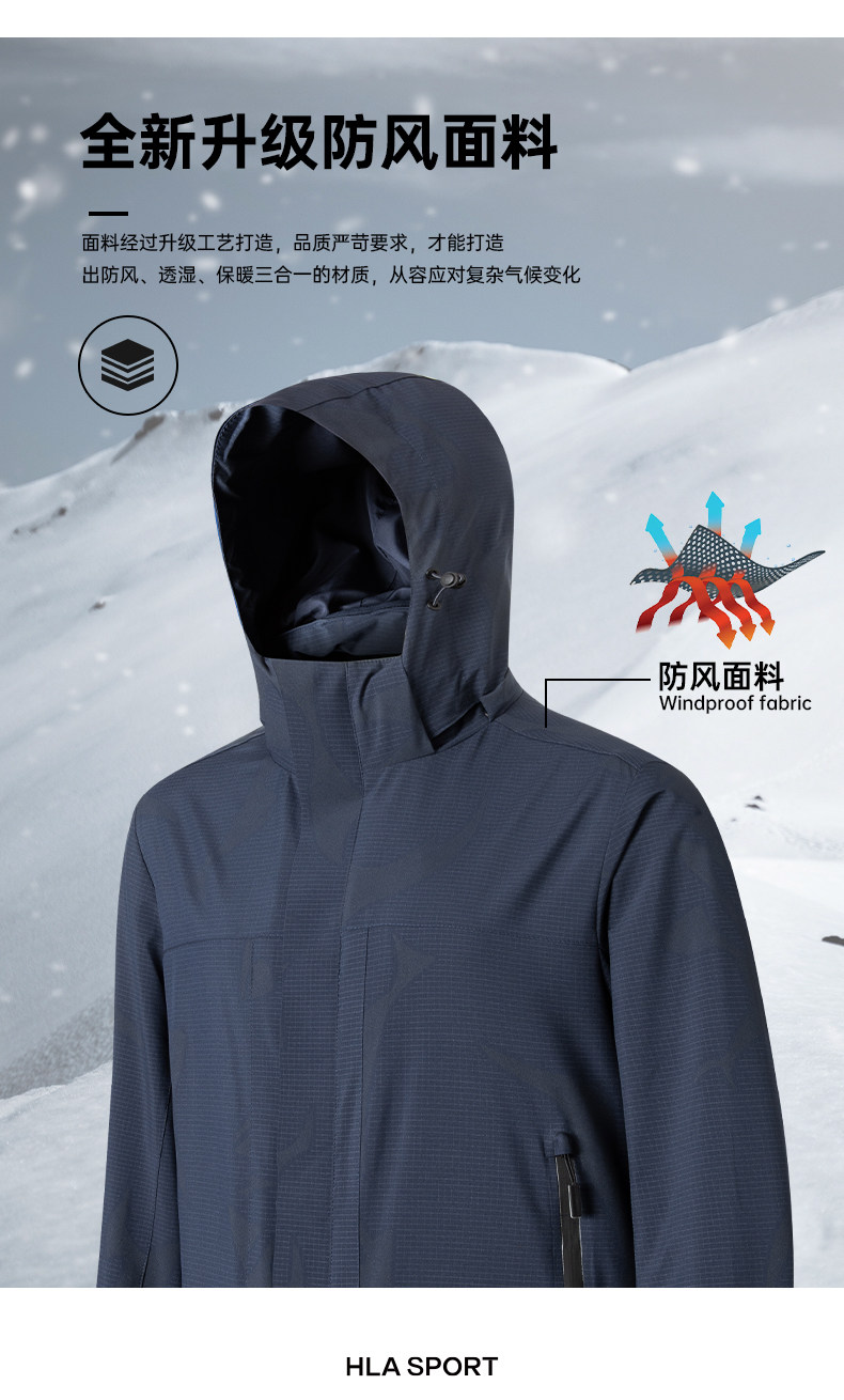 海澜之家 21秋冬新款 男 棉服三合一冲锋衣 图2