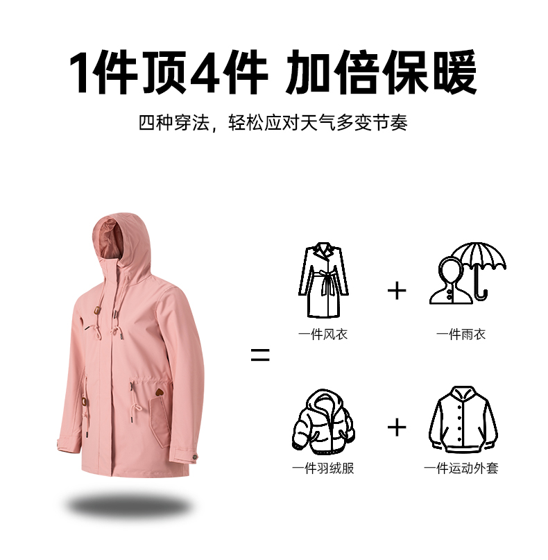 海澜之家 21秋冬新款 女 防水防风  收腰三合一冲锋衣 图4