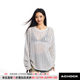 Fashion brand solid color hollow knitted pullover hood shirt spring and autumn semi-transparent physical sun protection long sleeves