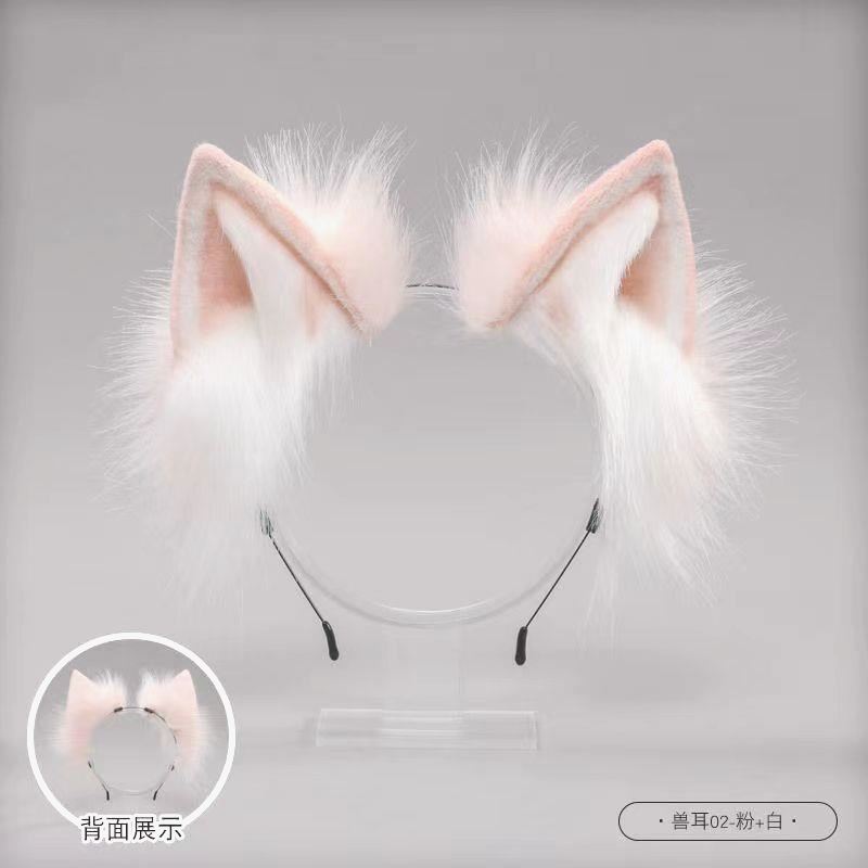 Wolf Ear Headband for Women, Animal Ears, Fox Plush, Cat Ears Hairpin, Handmade New Year Headwear, Dog Cosplay Accessories for Men