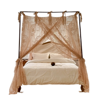 French floor-standing 2024 new high-end mosquito net bracket rod thickened home bedroom 1 8 meters high-end lace 3