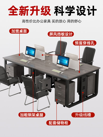 Рабочее место персонала простое и современное, с рабочими станциями на 2/46 человек, перегородками-экранами, а также специальным офисным компьютерным столом и комплектом стульев.