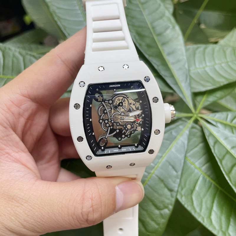 Richard Watch for Men and Women, Double-Sided Skeleton, Non-Mechanical, Barrel-Shaped, Top Ten Brands, Genuine, Personalized Couple's Watch