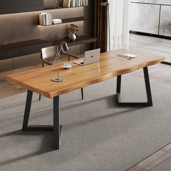 简约实木电脑桌铁艺办公桌书桌 家用写字桌 会议桌工作台式大板桌