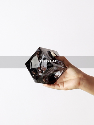 现代轻奢灰色方形水晶摆件样板房客厅茶几桌面咖色方块创意装饰品