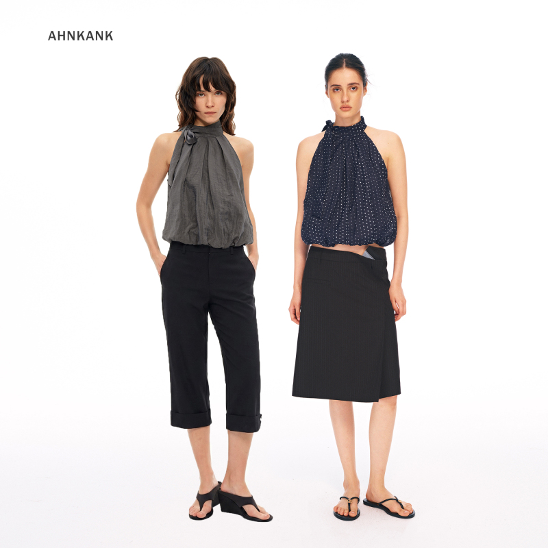 Ahnkank Summer New Design Loose Polka Dot Tie Halter Neck Sleeveless Floral Waist-Cinching Top for Women Ahnkank Summer New Design Loose Polka Dot Tie Halter Neck Sleeveless Floral Waist-Cinching Top for Women