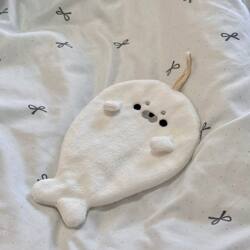 Cute Little Seal Hand Towel, Hanging Kitchen Hand Towel, Cartoon Absorbent Thickened Handkerchief, Absorbent and Quick-Drying Rag