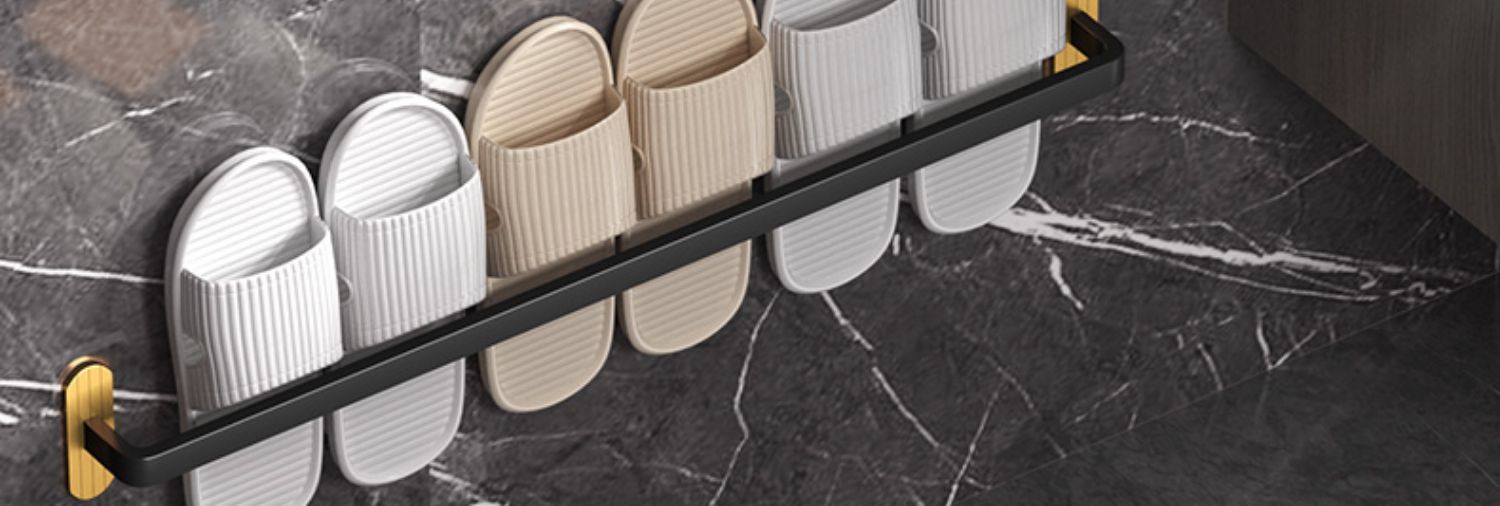 太空铝卫生间毛巾架浴室置物架轻奢风免打孔厕所壁挂浴巾杆洗手间