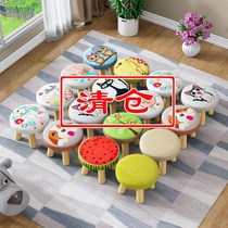 Cloth art small stool solid wood small stool sofa stool tea table stool for home change of shoes stool children bench small stool for home