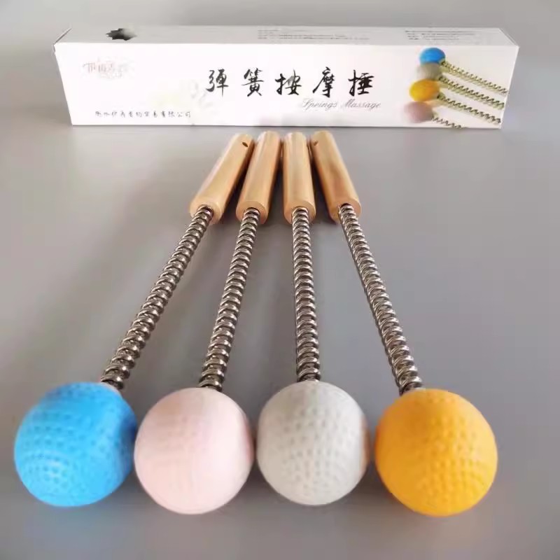 硅胶弹簧拍棒经络敲打捶腿肩颈椎手动背部敲打棒高尔夫球按摩捶
