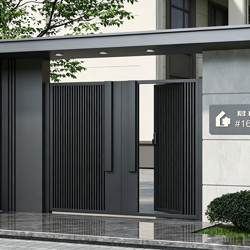 Aluminum Alloy Villa Double-Door Outdoor Electric Courtyard Gate, Rural Self-Built House Yard Door, Trendy Small Yard Door Aluminum Alloy Villa Double-Door Outdoor Electric Courtyard Gate, Rural Self-Built House Yard Door, Trendy Small Yard Door