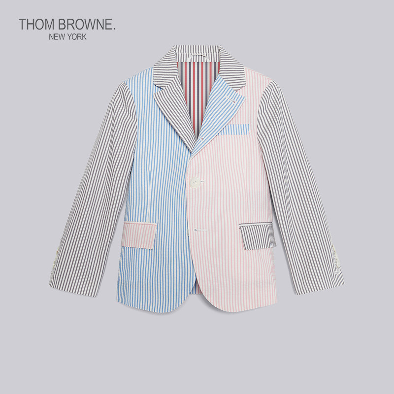 THOM BROWNE Children's clothing autumn and winter classic seersucker cotton blazer