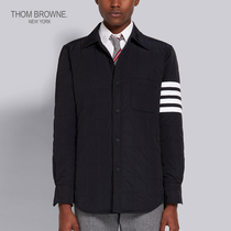 THOM BROWNE Mens autumn winter new 4 striped navy blue down shirt jacket