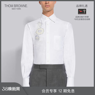 【新商品】THOMBROWNE メンズ 2023 初春 クラシック チェック柄 フローラル アップリケ ポイントカラー シャツ